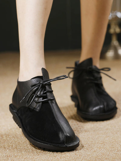 Women Vintage Genuine Leather Strap Flat Shoes