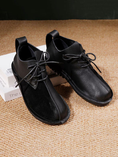 Women Vintage Genuine Leather Strap Flat Shoes