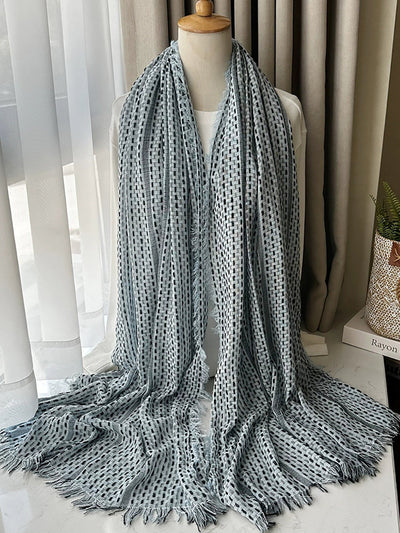 Women Vintage Stripe Tassel Shawl Scarf