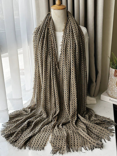 Women Vintage Stripe Tassel Shawl Scarf