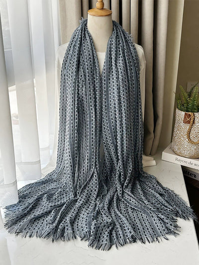 Women Vintage Stripe Tassel Shawl Scarf
