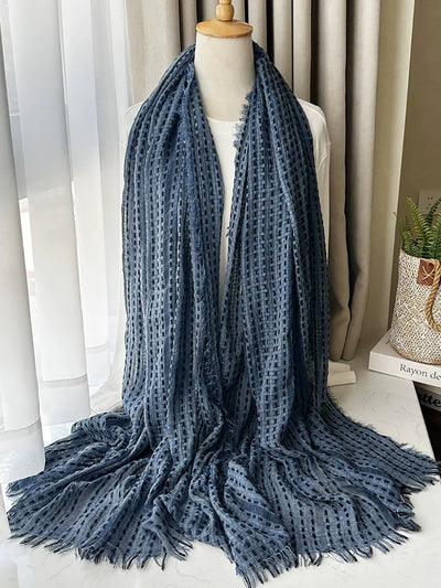 Women Vintage Stripe Tassel Shawl Scarf