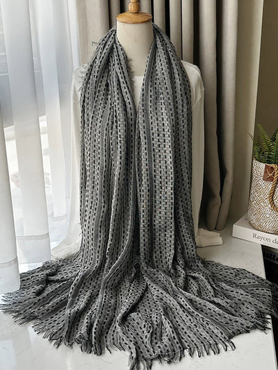 Women Vintage Stripe Tassel Shawl Scarf