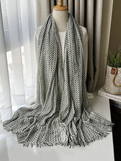 Women Vintage Stripe Tassel Shawl Scarf