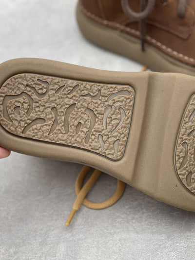 Women Winter Pure Color Genuine Leather Flat Boots