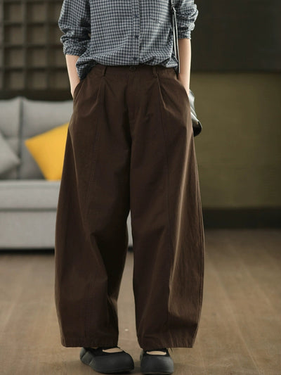 Women Autumn Casual Pure Color 100%Cotton Harem Pants