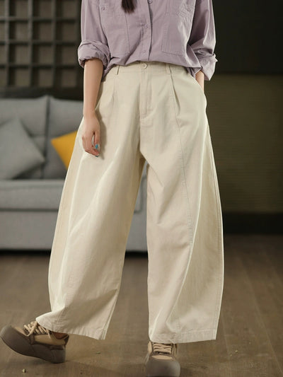 Women Autumn Casual Pure Color 100%Cotton Harem Pants