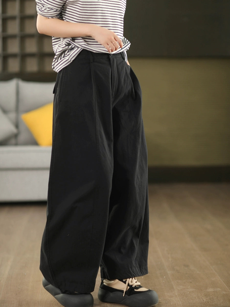 Women Autumn Casual Pure Color 100%Cotton Harem Pants