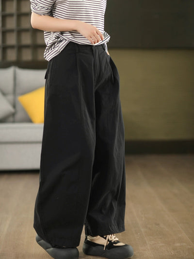 Women Autumn Casual Pure Color 100%Cotton Harem Pants