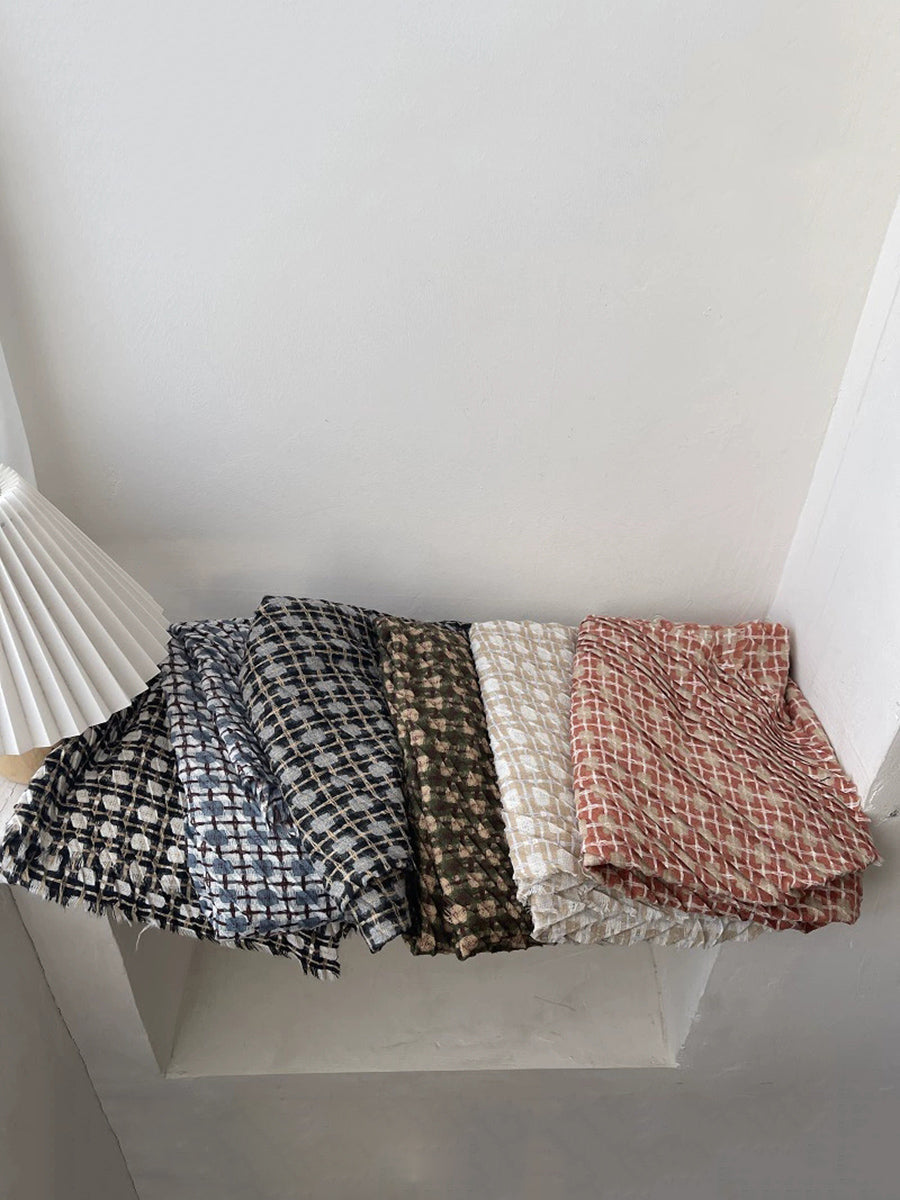 Vintage Autumn Plaid Soft Shawl Scarf