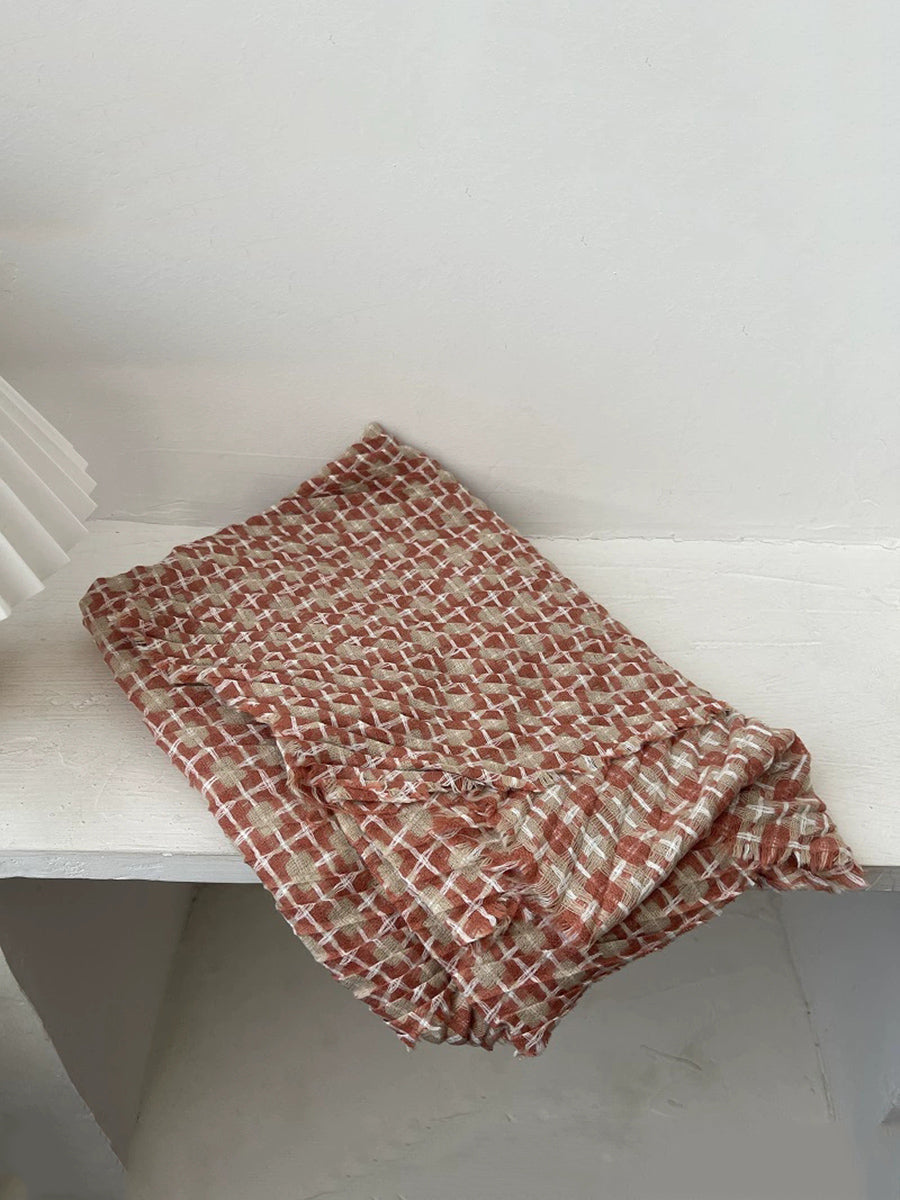 Vintage Autumn Plaid Soft Shawl Scarf