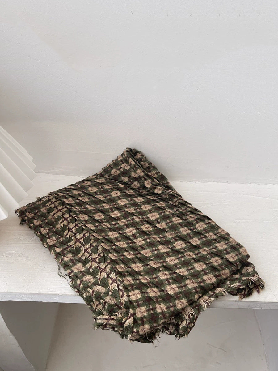 Vintage Autumn Plaid Soft Shawl Scarf