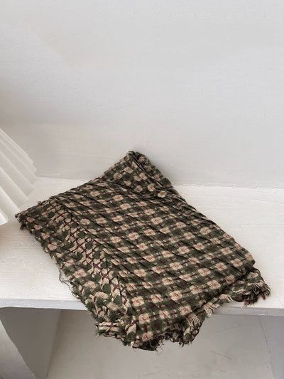 Vintage Autumn Plaid Soft Shawl Scarf
