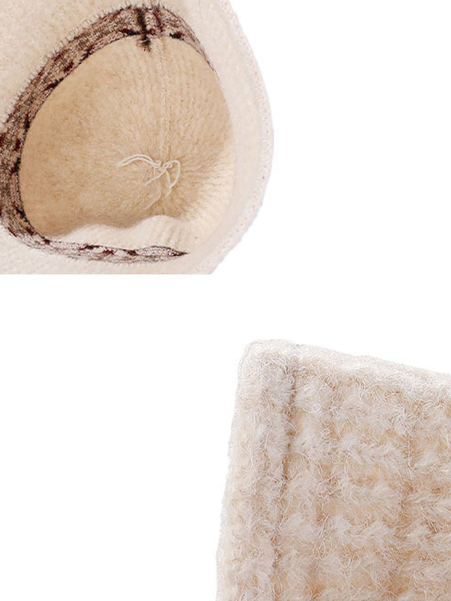 Women Vintage Jacquard Knitted Bucket Hat