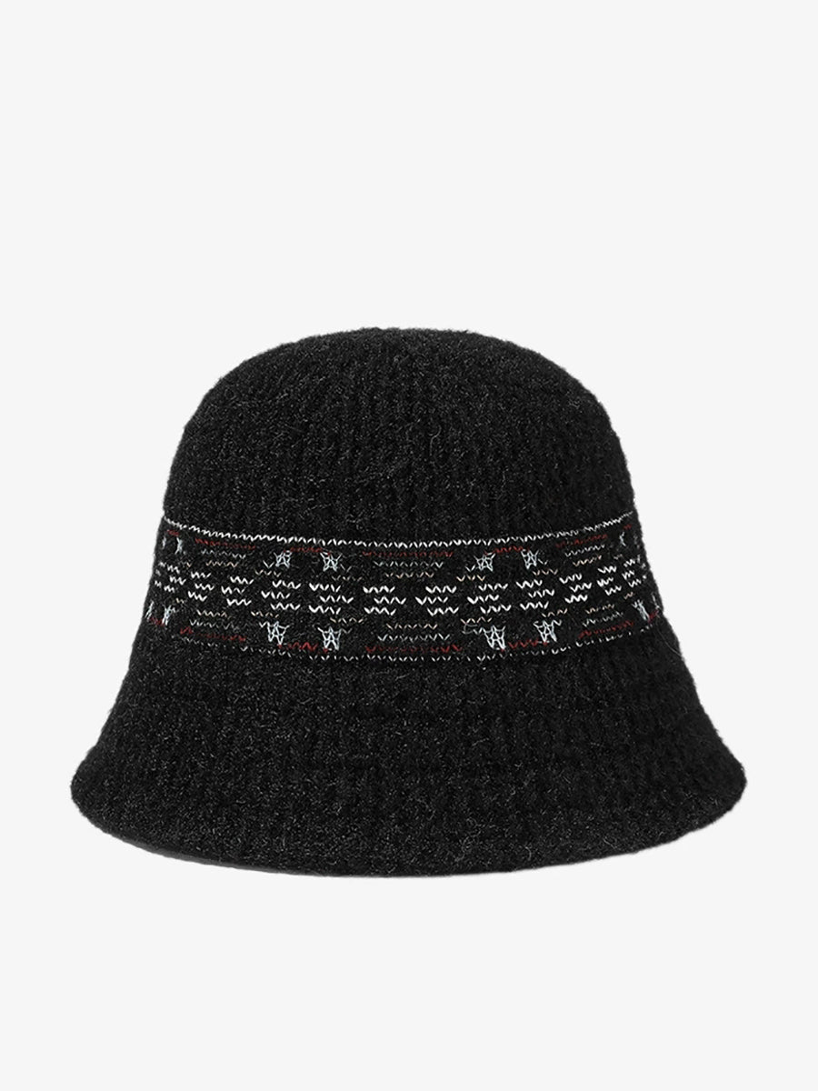 Women Vintage Jacquard Knitted Bucket Hat