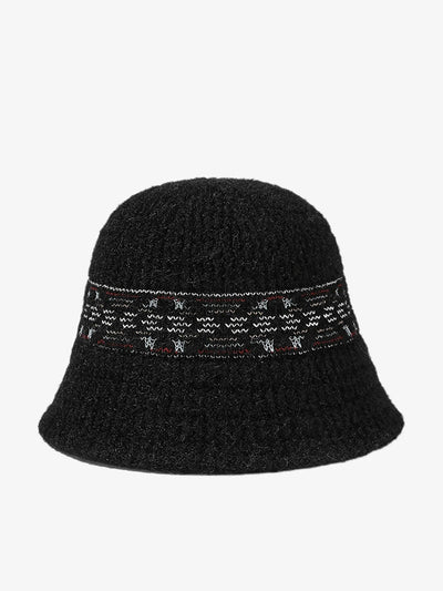 Women Vintage Jacquard Knitted Bucket Hat