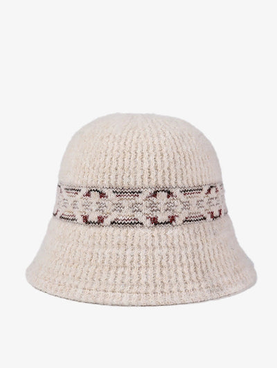 Women Vintage Jacquard Knitted Bucket Hat