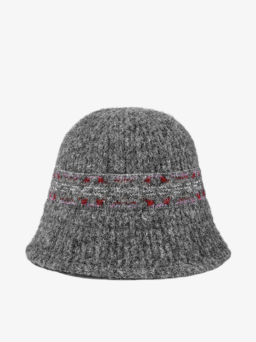 Women Vintage Jacquard Knitted Bucket Hat