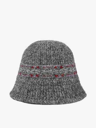 Women Vintage Jacquard Knitted Bucket Hat