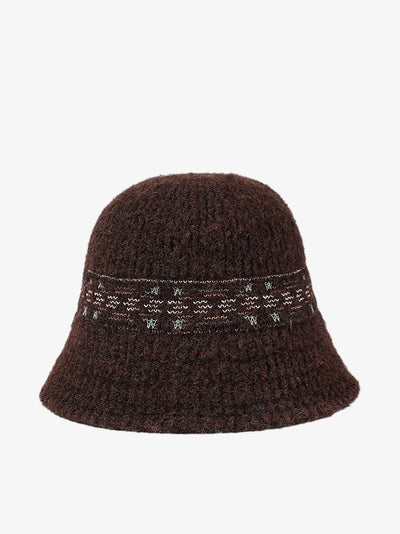 Women Vintage Jacquard Knitted Bucket Hat