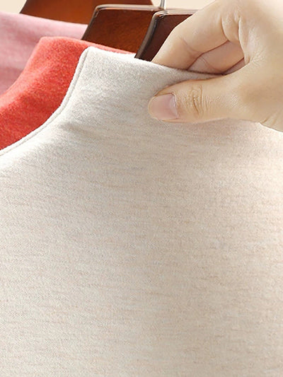 Women Autumn Casual Warm Half-Turtleneck Base Blouse