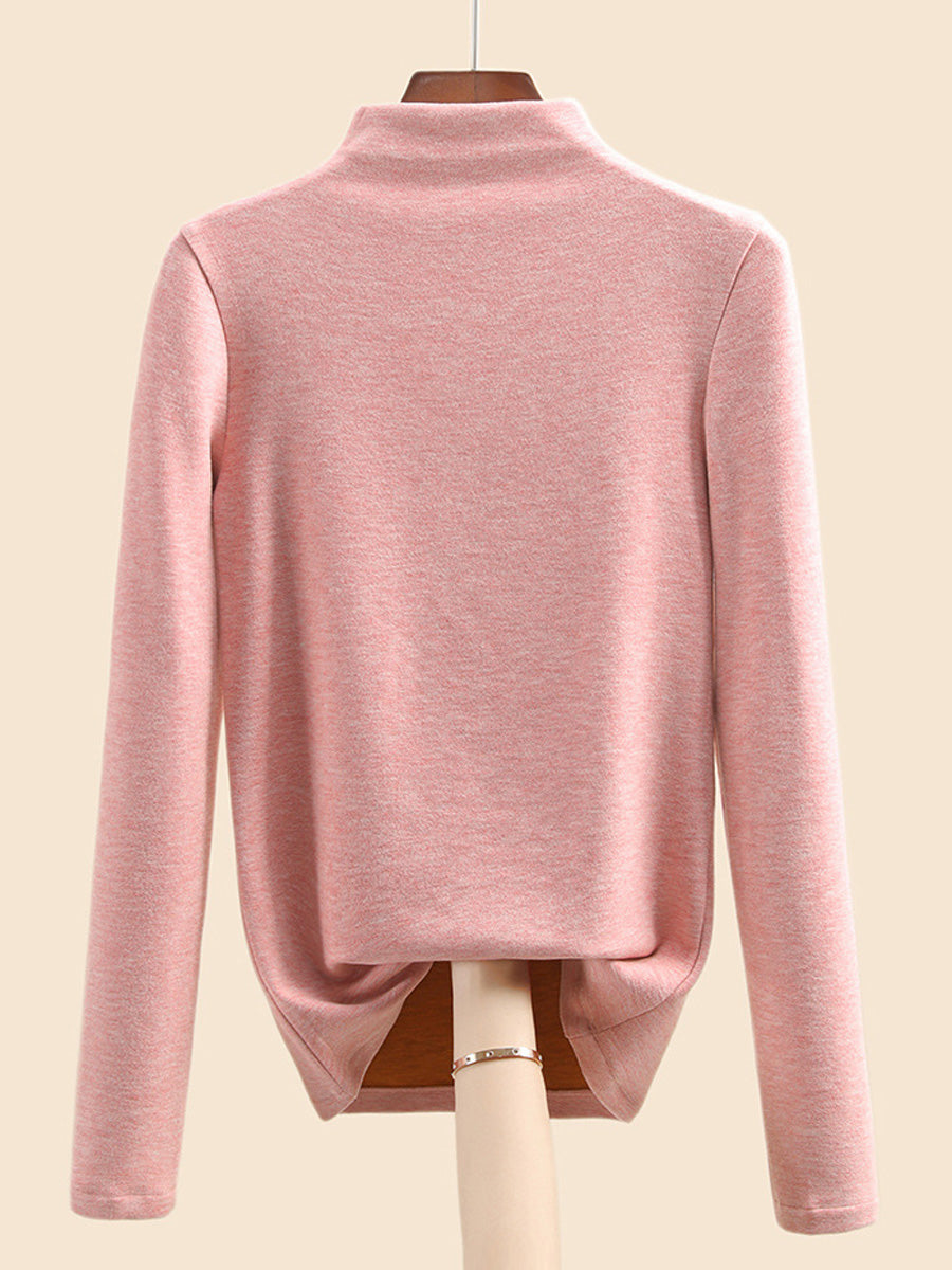 Women Autumn Casual Warm Half-Turtleneck Base Blouse