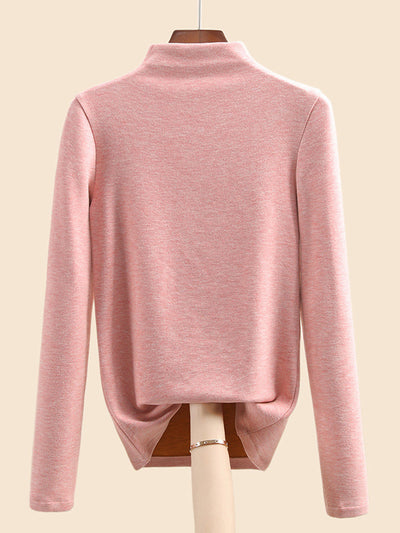 Women Autumn Casual Warm Half-Turtleneck Base Blouse