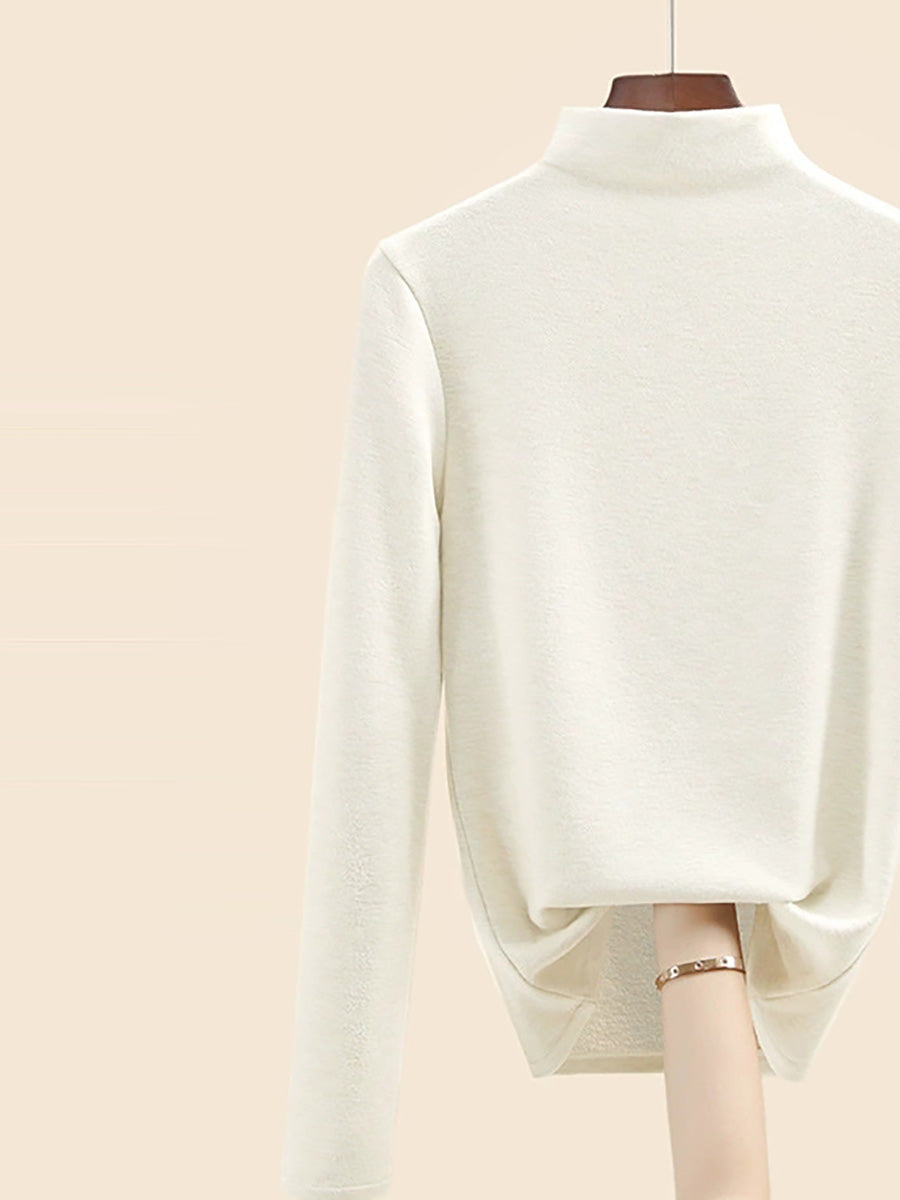 Women Autumn Casual Warm Half-Turtleneck Base Blouse
