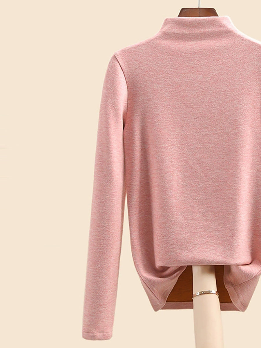 Women Autumn Casual Warm Half-Turtleneck Base Blouse