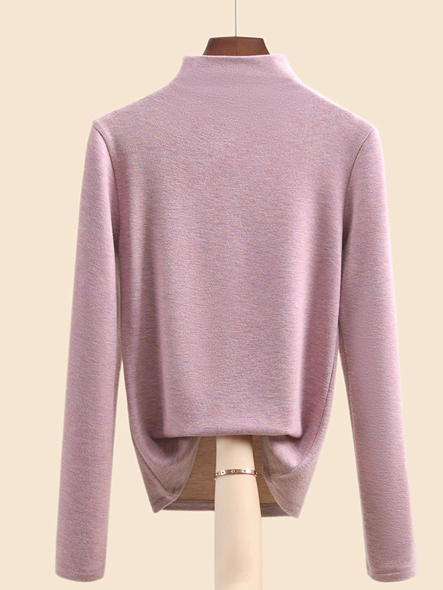 Women Autumn Casual Warm Half-Turtleneck Base Blouse