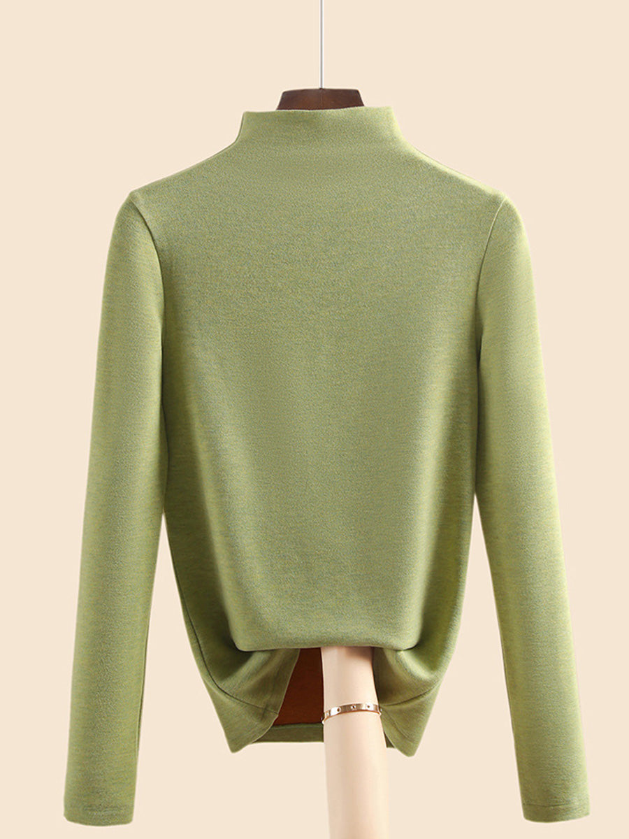 Women Autumn Casual Warm Half-Turtleneck Base Blouse
