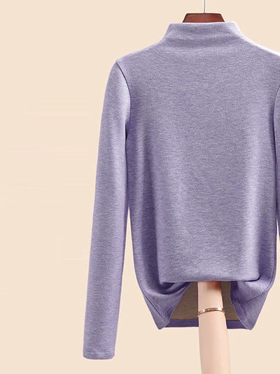 Women Autumn Casual Warm Half-Turtleneck Base Blouse