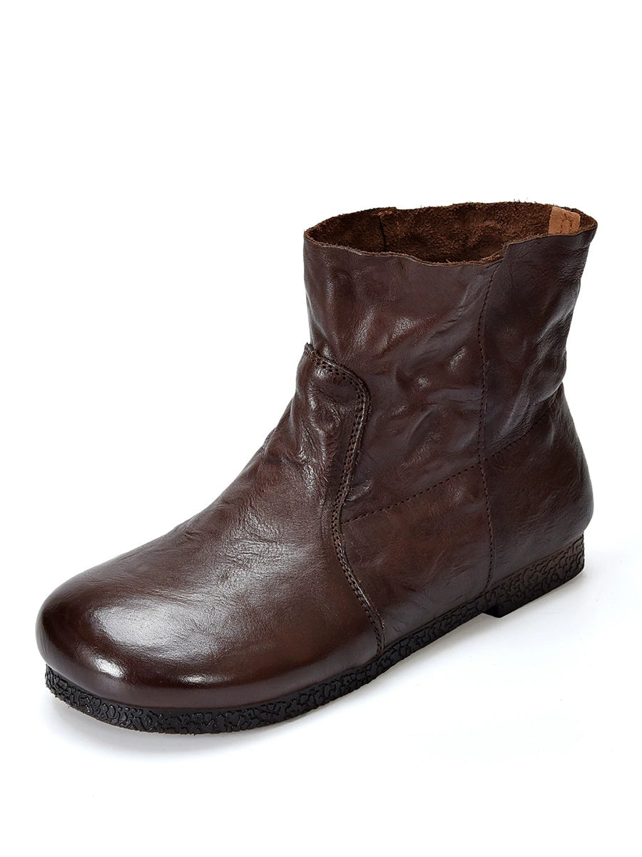 Women Autumn Soft Genuine Leather Low Heel Boots