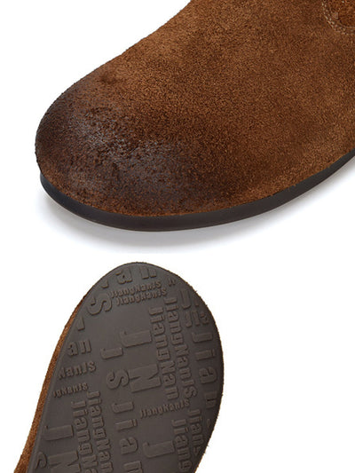 Women Vintage Genuine Leather Spliced Low Heel Boots