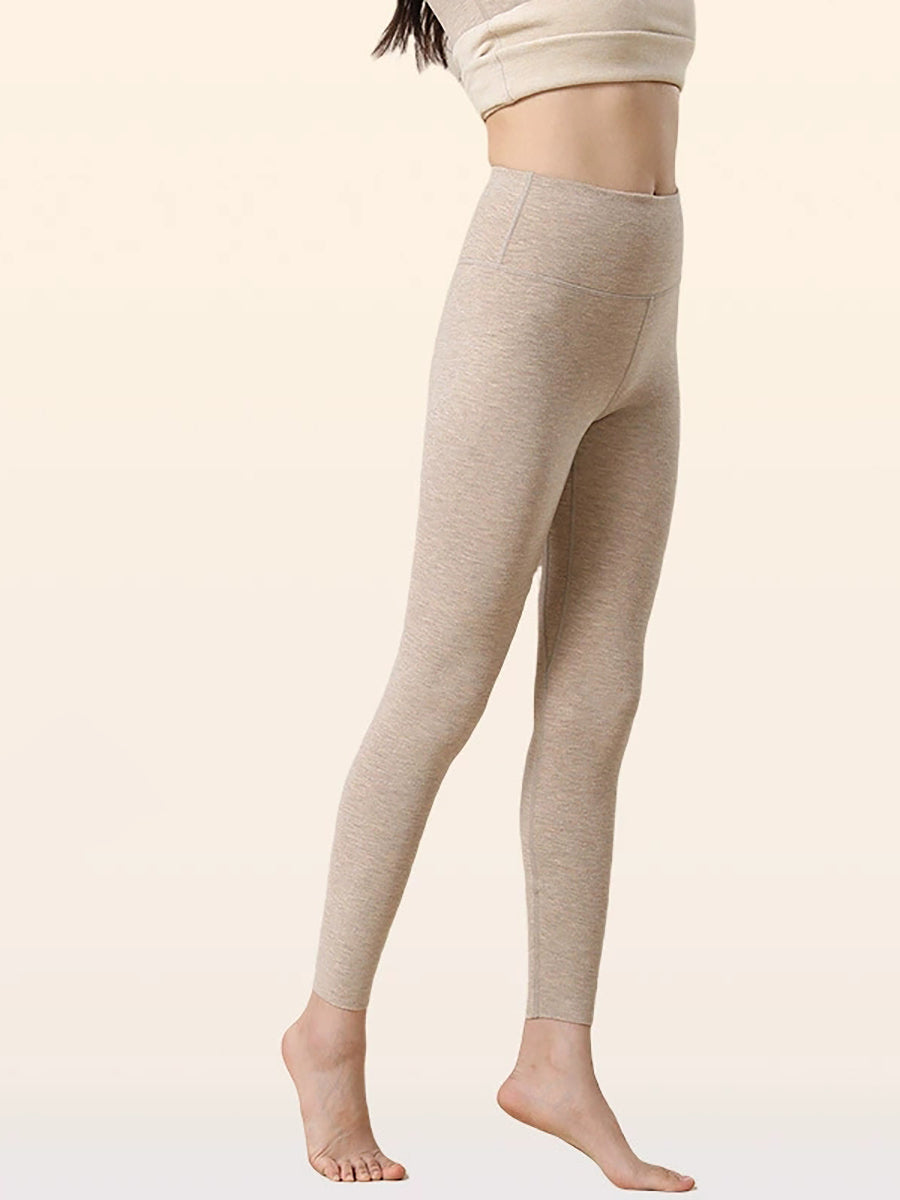 Women Autumn Warm Pure Color High Waist Leggings