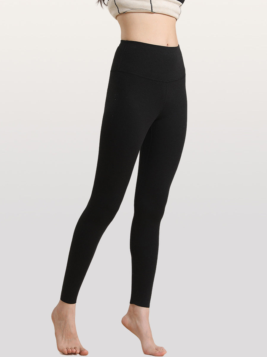 Women Autumn Warm Pure Color High Waist Leggings