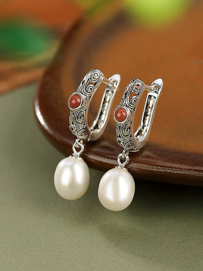 Women Ethnic Pearl S925Silver Earrings