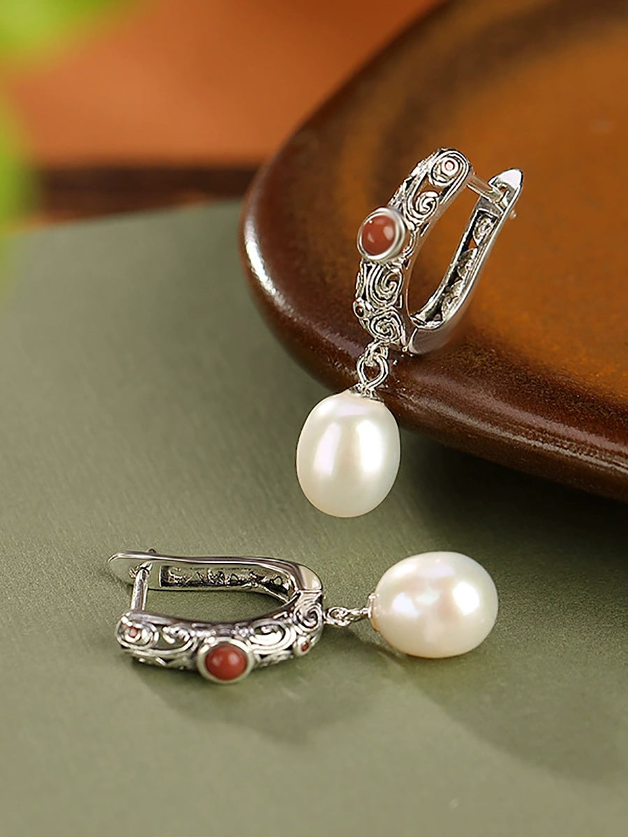 Women Ethnic Pearl S925Silver Earrings