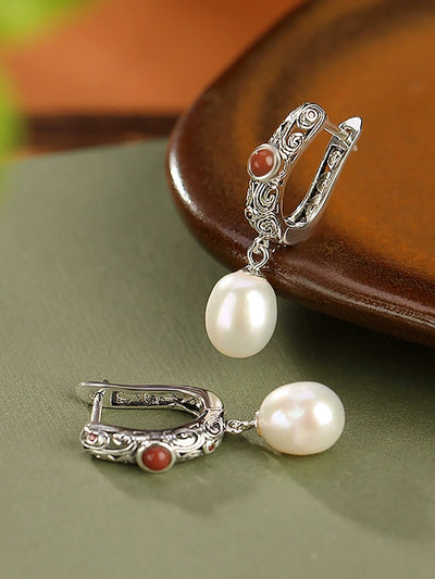 Women Ethnic Pearl S925Silver Earrings