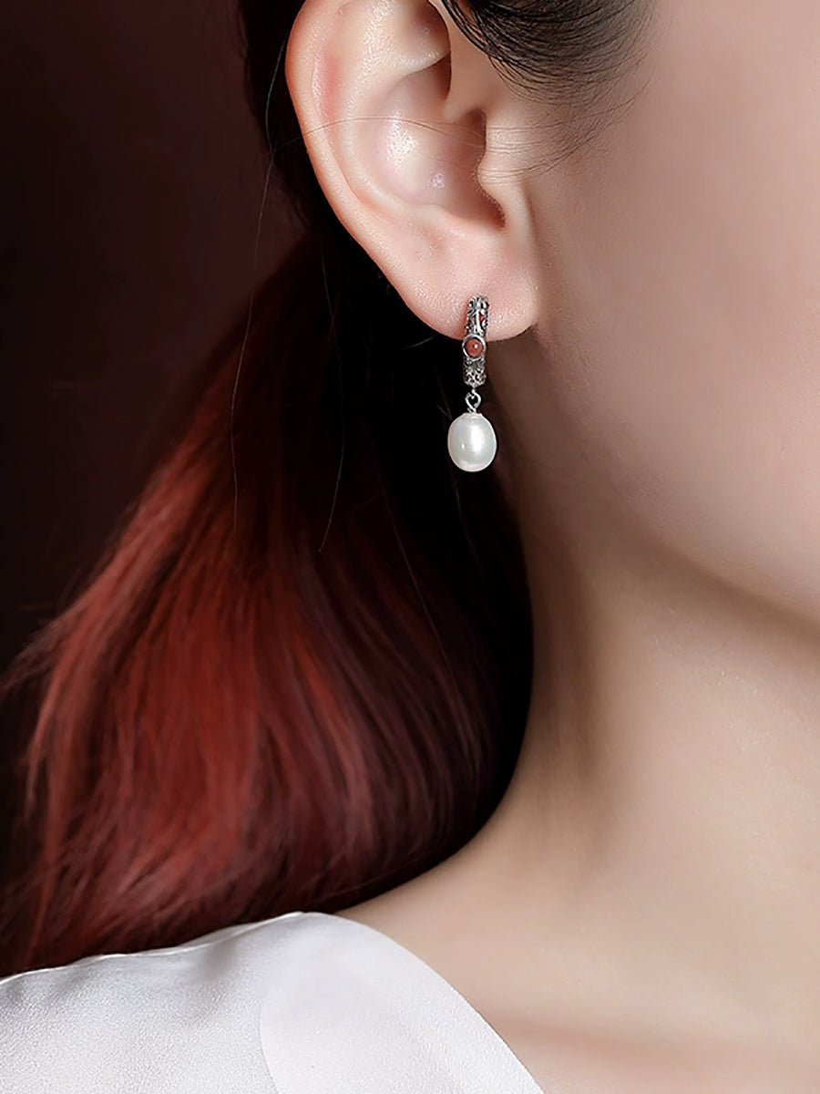 Women Ethnic Pearl S925Silver Earrings