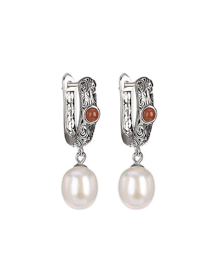 Women Ethnic Pearl S925Silver Earrings
