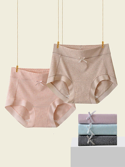 5 Pieces Women High Waist Pure Color Cotton Underwear