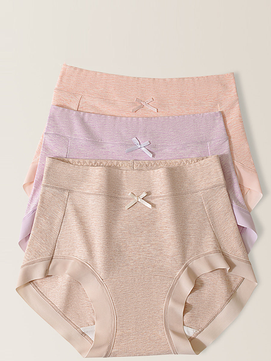 5 Pieces Women High Waist Pure Color Cotton Underwear