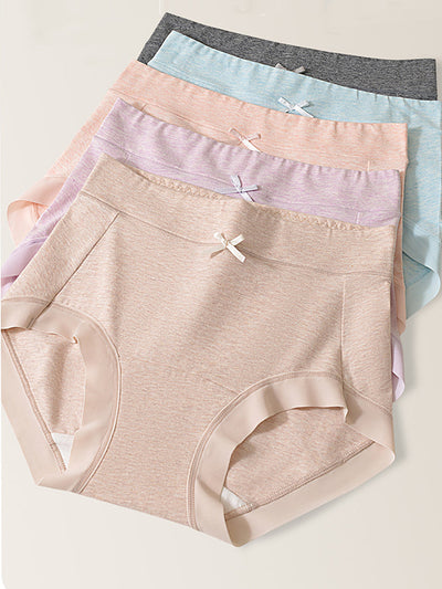 5 Pieces Women High Waist Pure Color Cotton Underwear