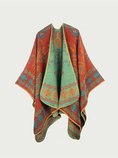 Women Ethnic Autumn Print Warm Shawl