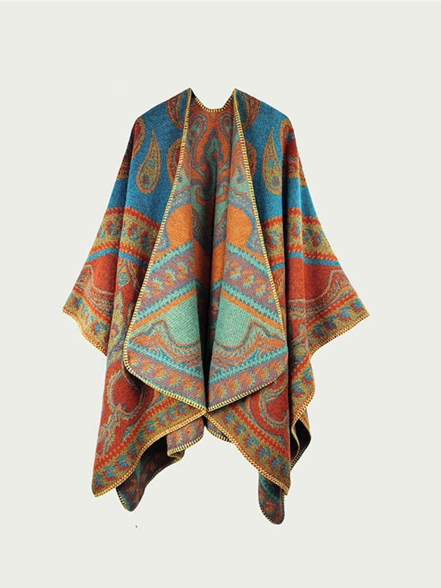 Women Ethnic Autumn Print Warm Shawl
