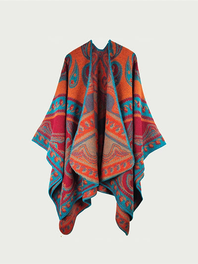 Women Ethnic Autumn Print Warm Shawl