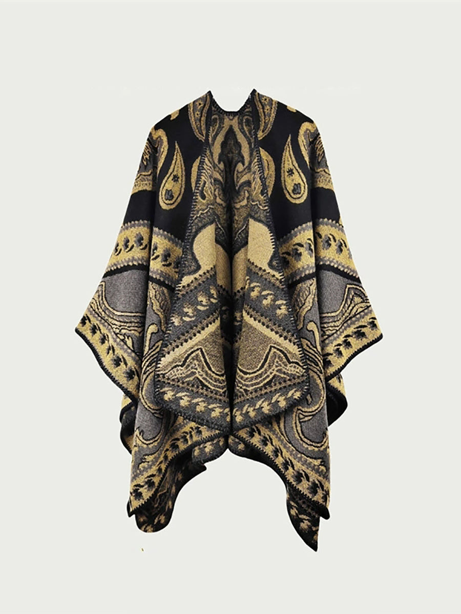Women Ethnic Autumn Print Warm Shawl