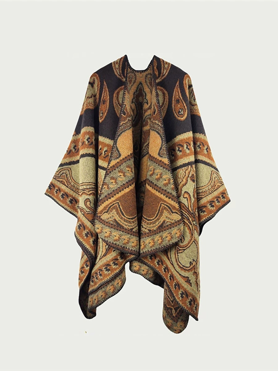 Women Ethnic Autumn Print Warm Shawl