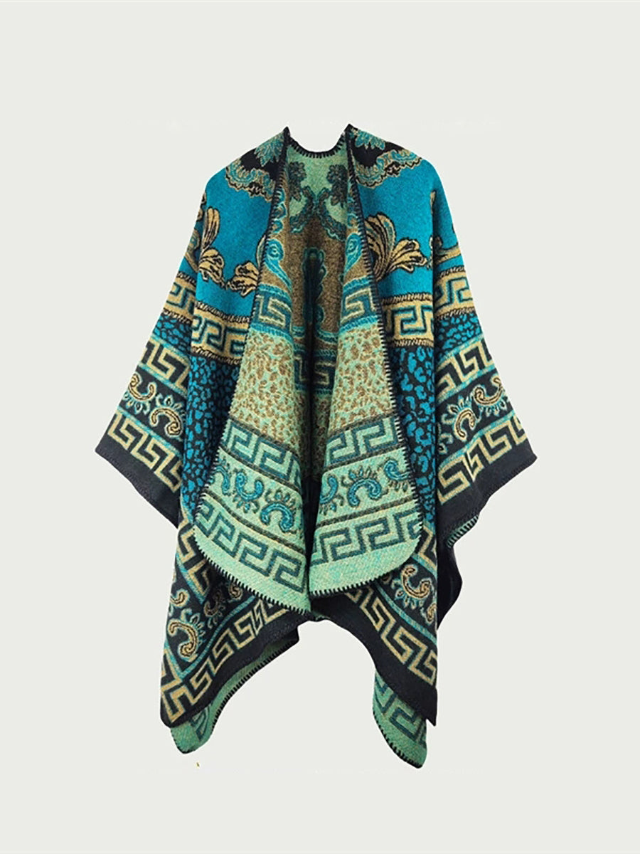 Women Ethnic Autumn Print Warm Shawl